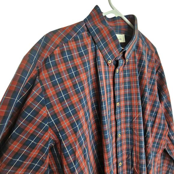 Mizzen + Main Leeward Shirt Blue Red Plaid Button Down Dress Shirt Men XXL - Picture 5 of 8